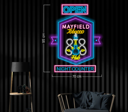 Mayfield tobacco night counter+ Tobacco sold here ( 2 signs) | LED Neon Sign
