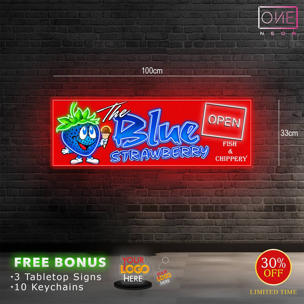 THE BLUE STRAWBERRY | LED Neon Sign