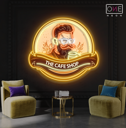 Hipster Coffee Artwork Led Neon Sign