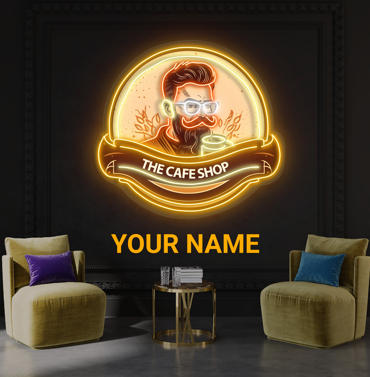 Hipster Coffee Artwork Led Neon Sign