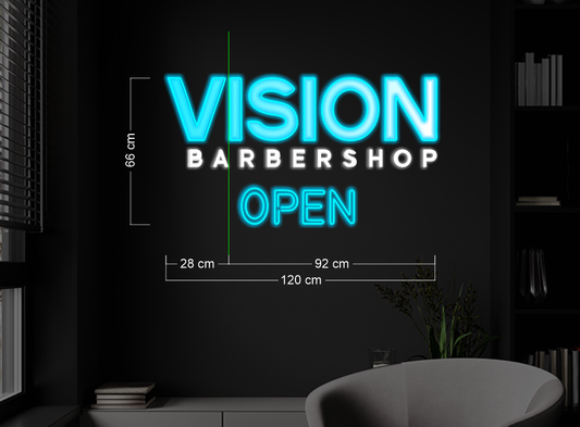 VISION BARBERSHOP OPEN| LED Neon Sign