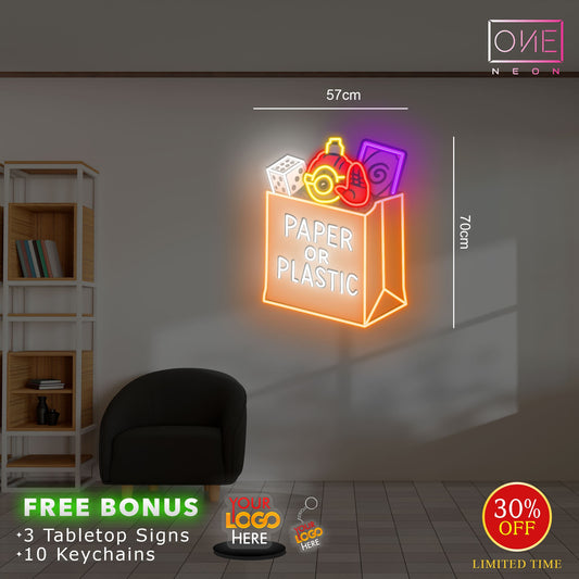 PAPER OR PLASTIC | LED Neon Sign