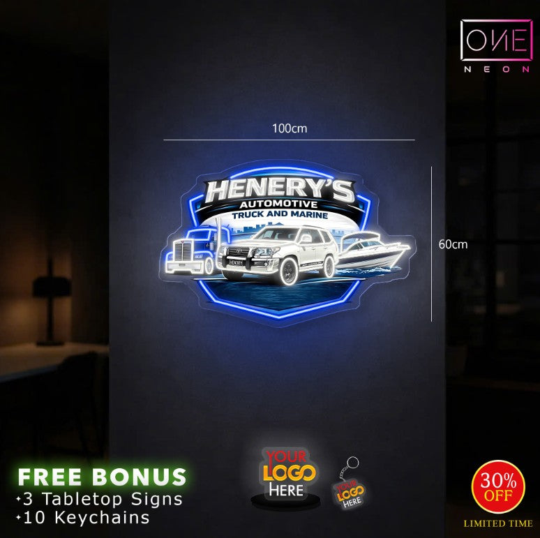 HENERY'S AUTOMOTIVE TRUCK AND MARINE | LED Neon Sign (waterproof)