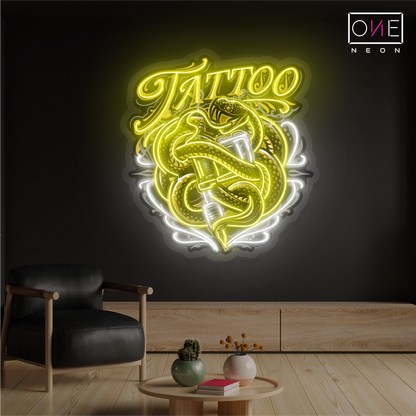 Snake Masscot Tattoo Artwork Led Neon Sign