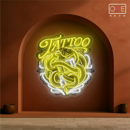 Snake Masscot Tattoo Artwork Led Neon Sign