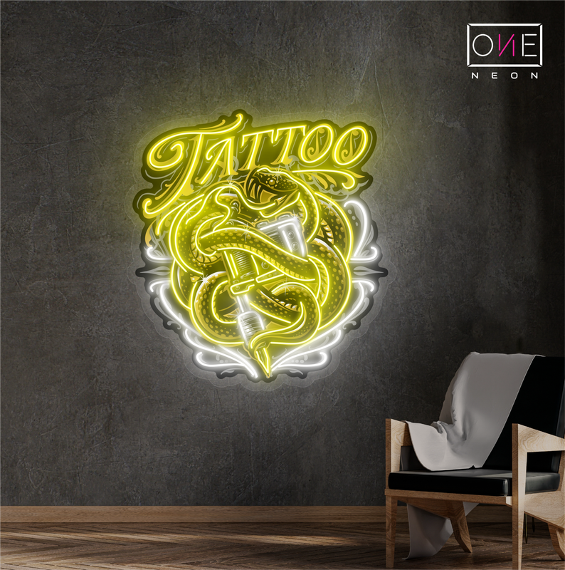 Snake Masscot Tattoo Artwork Led Neon Sign