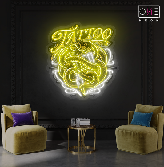 Snake Masscot Tattoo Artwork Led Neon Sign