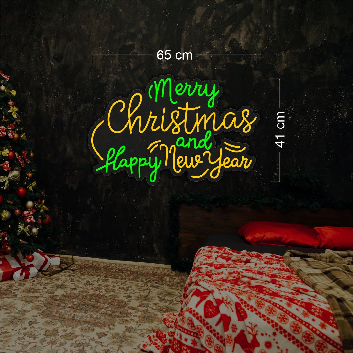 Merry Christmas and Flappy New Year LED Neon Sign