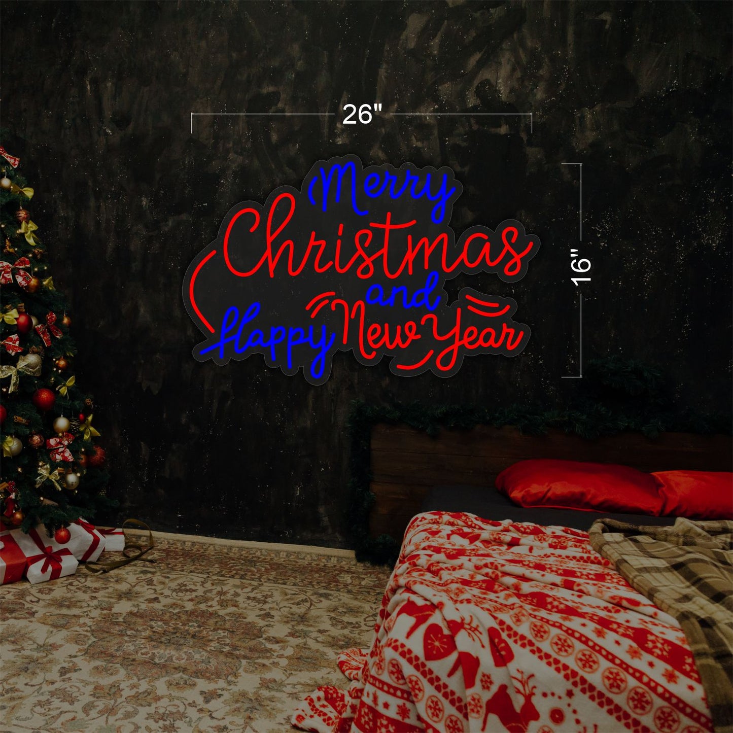 Merry Christmas and Flappy New Year LED Neon Sign