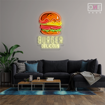 Burgers Delicious Artwork Led Neon Sign