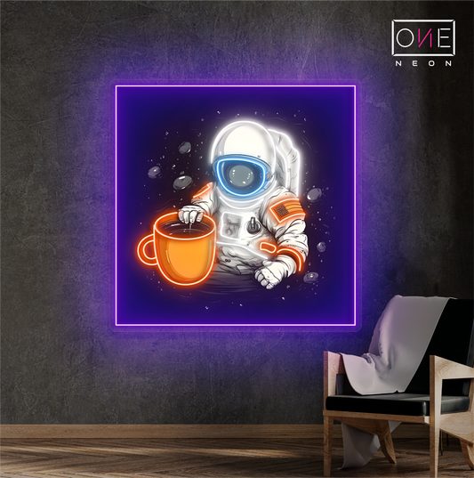 Astronaut Coffee Artwork Led Neon Sign