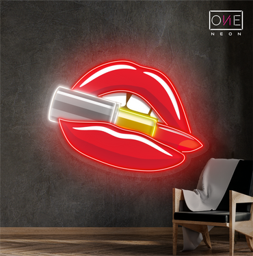 Red Lips & Lipstick Artwork Led Neon Sign