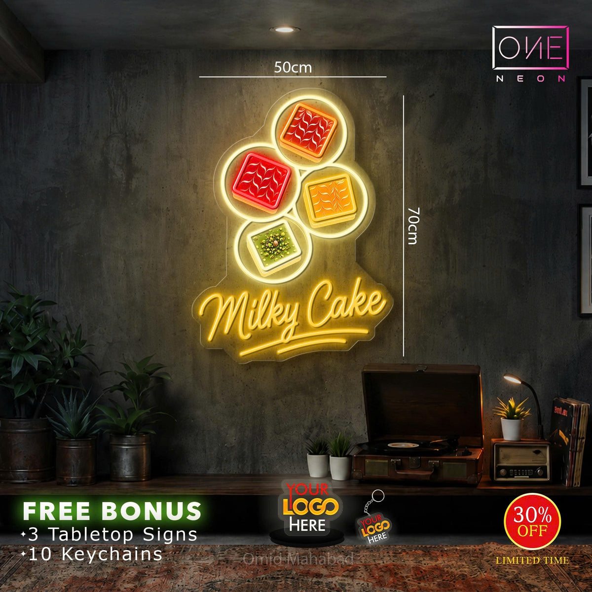 Queen kebab+milky cake+ Baklava ( 3 signs) | LED Neon Sign
