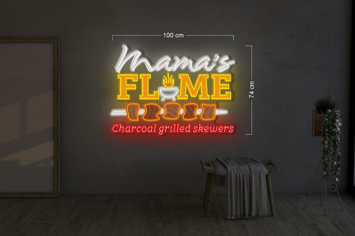 Mama's flame charcoal grill skewers | LED Neon Sign