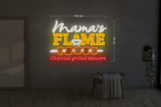 Mama's flame charcoal grill skewers | LED Neon Sign