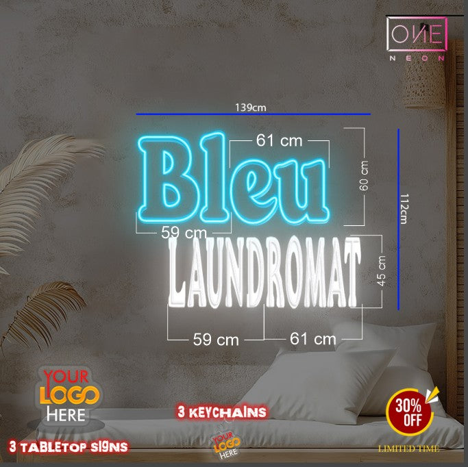 BLEU & LAUNDROMAT | LED Neon Sign ( 2 SIGNS)_