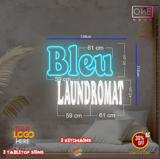 BLEU & LAUNDROMAT | LED Neon Sign ( 2 SIGNS)_