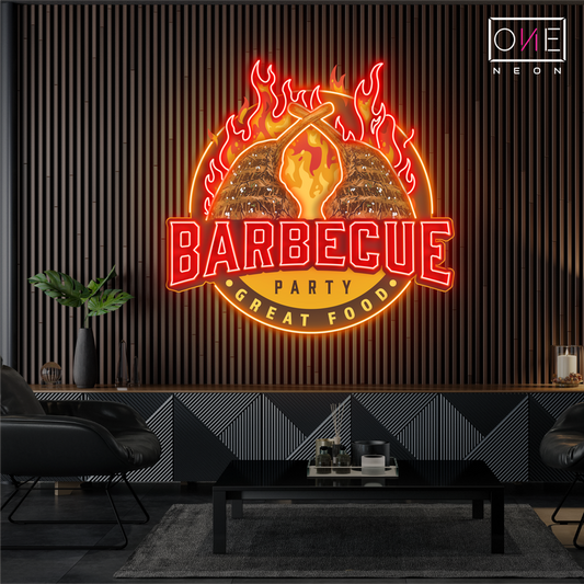 Barbecue Great Food Artwork Led Neon Sign