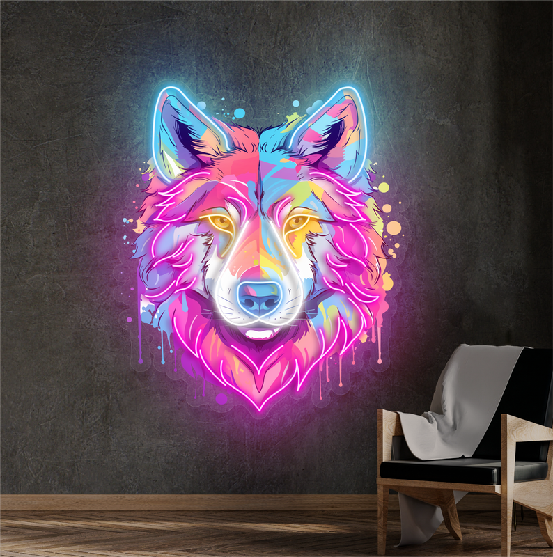 Vivid Wolf Artwork Led Neon Sign