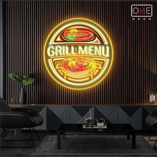 Barbecue Grill Menu Artwork Led Neon Sign