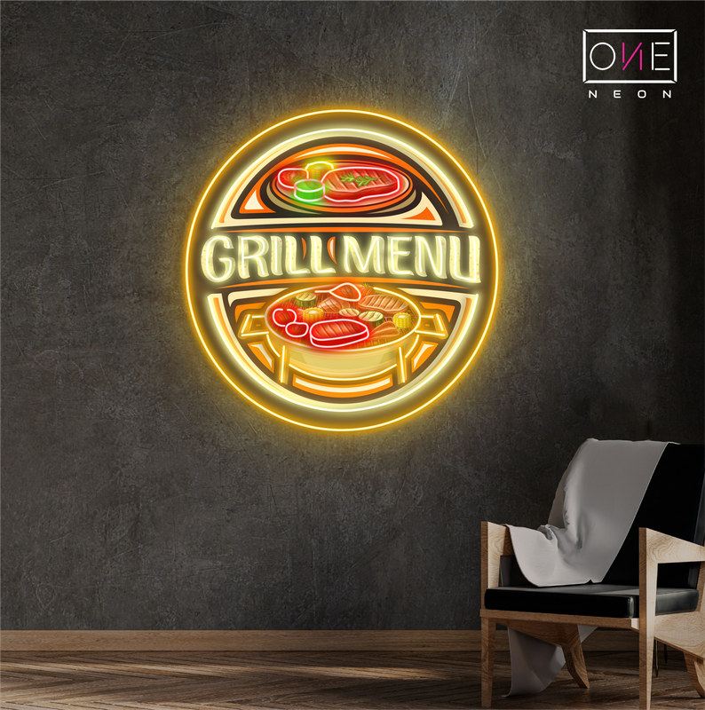 Barbecue Grill Menu Artwork Led Neon Sign