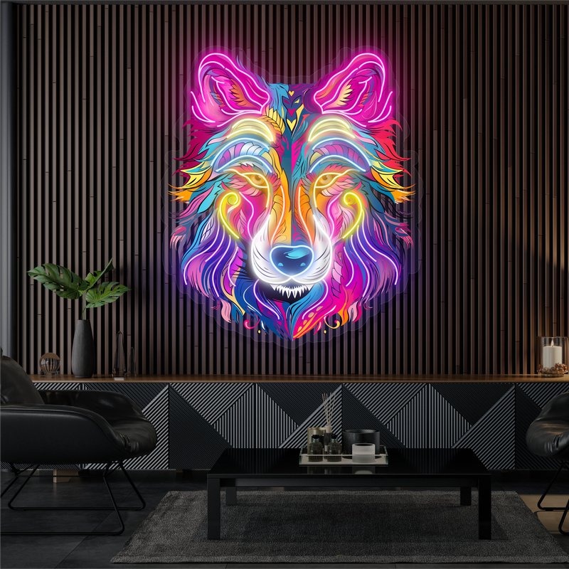 Aurora Wolf Artwork Led Neon Sign