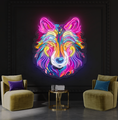 Aurora Wolf Artwork Led Neon Sign