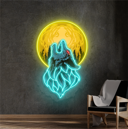 Moonlit Wolf Artwork Led Neon Sign