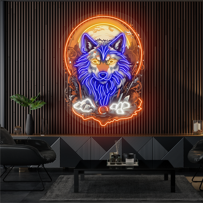 Mystic Moon Wolf Artwork Led Neon Sign