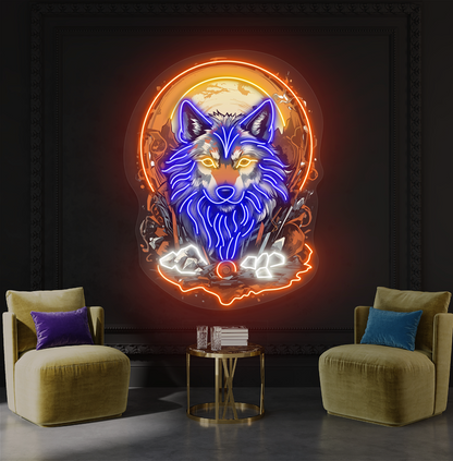 Mystic Moon Wolf Artwork Led Neon Sign