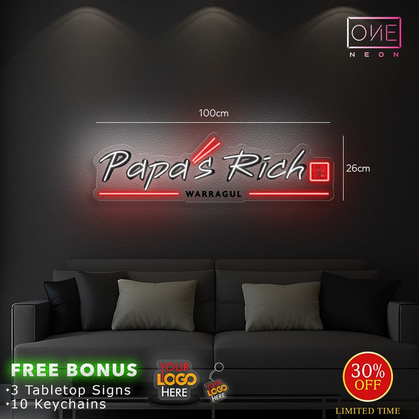 Papa's Rich Warragul | LED Neon Sign