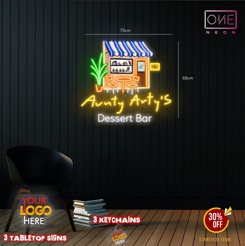 Avnty Arty's dessert bar+ sweet moments here ( 2 signs)| LED Neon Sign