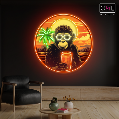 Panneau néon à LED Sunset Chimp Chill Artwork