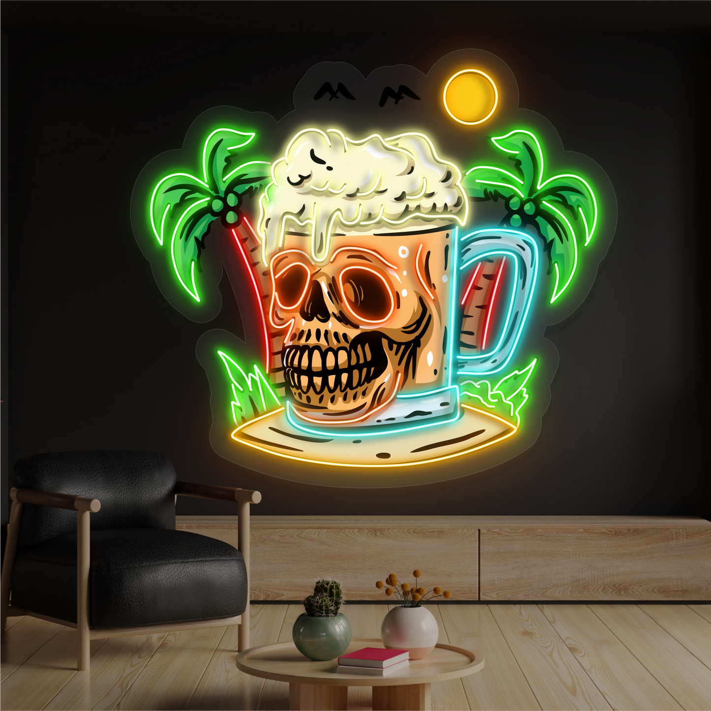 Enseigne au néon à LED Skull Island Beer Artwork