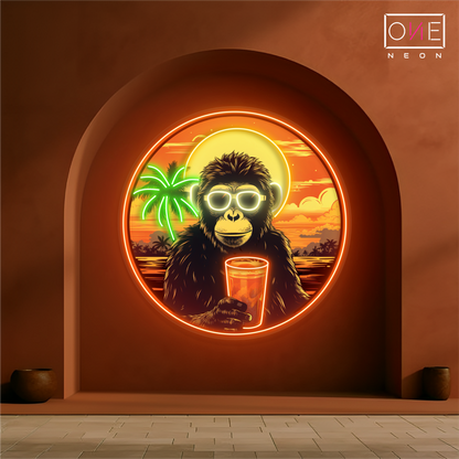 Panneau néon à LED Sunset Chimp Chill Artwork