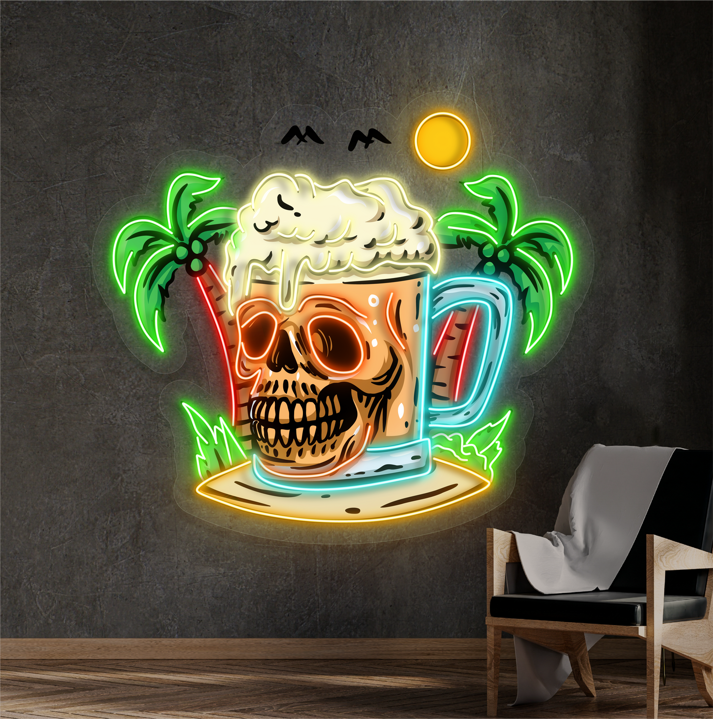 Enseigne au néon à LED Skull Island Beer Artwork