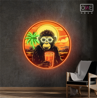 Panneau néon à LED Sunset Chimp Chill Artwork