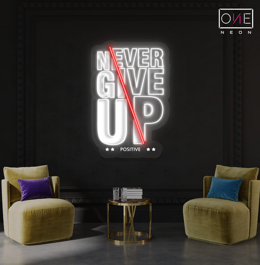 Never Give Up Artwork Led Neon Sign