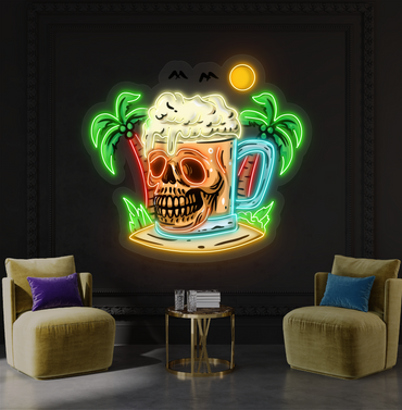 Enseigne au néon à LED Skull Island Beer Artwork