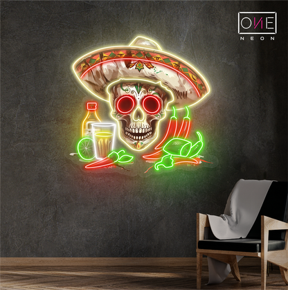 Mexican Skull Artwork Led Neon Sign