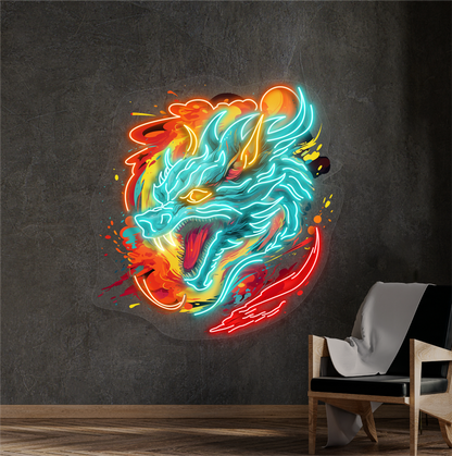 Blazing Dragon Fury Artwork Led Neon Sign