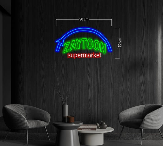 Zaytoon Supermarket+ Halal butchery ( 2 signs)| LED Neon Sign