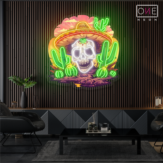 Desert Mexican Calavera Artwork Led Neon Sign