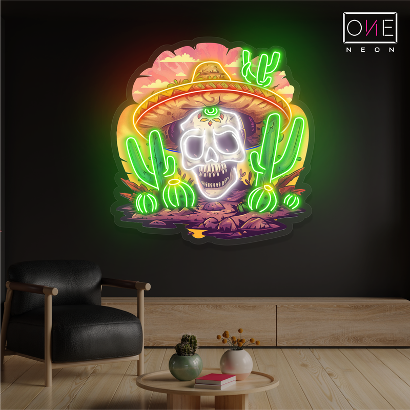 Desert Mexican Calavera Artwork Led Neon Sign