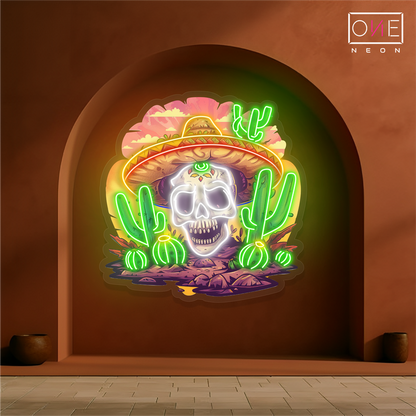 Desert Mexican Calavera Artwork Led Neon Sign