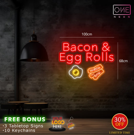 Bacon & Egg Rolls | LED Neon Sign (outdoor use)