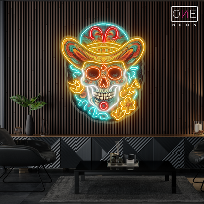 Sombrero Skull Artwork Led Neon Sign