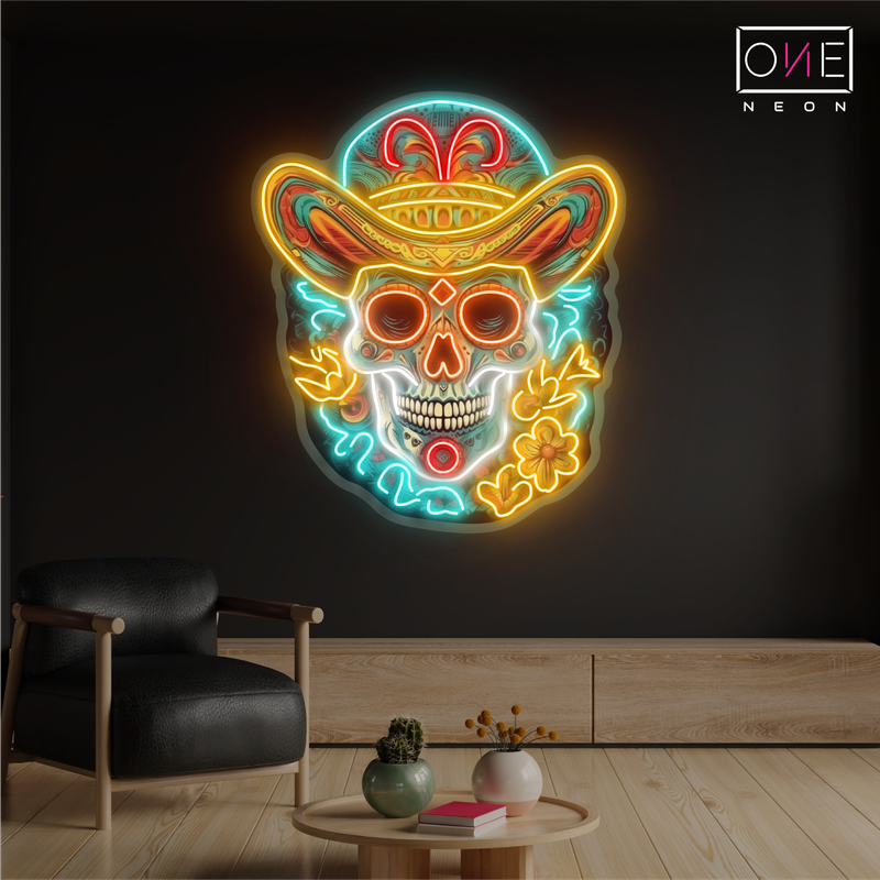 Sombrero Skull Artwork Led Neon Sign