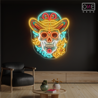 Sombrero Skull Artwork Led Neon Sign