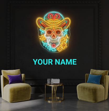 Sombrero Skull Artwork Led Neon Sign